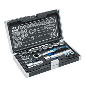 Szersz&aacute;mk&eacute;szlet, 18 db-os, anyaga CrV, 3/8", adapter SLIM kivitel