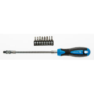 Flexibilis sz&aacute;r&uacute; csavarh&uacute;z&oacute; cser&eacute;lhető BIT fejekkel, 1/4", 180mm, CrV, 8db BIT (PH1, PH2, PH3, T1