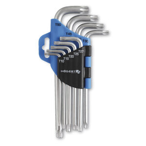 TORX kulcsk&eacute;szlet, CrV, T10 &eacute;s T50 k&ouml;z&ouml;tti m&eacute;ret  9 db / blister