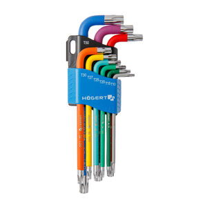 TORX kulcsk&eacute;szlet, sz&iacute;nk&oacute;dol&aacute;ssal, S2 ac&eacute;l, T10 &eacute;s T50 k&ouml;z&ouml;tti m&eacute;ret  9 db / blister